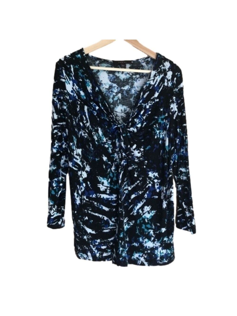 FEVER abstract print 3/4 sleeve v-neck top size large